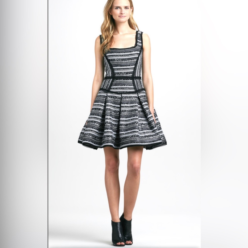 Black and blue tweed dress
